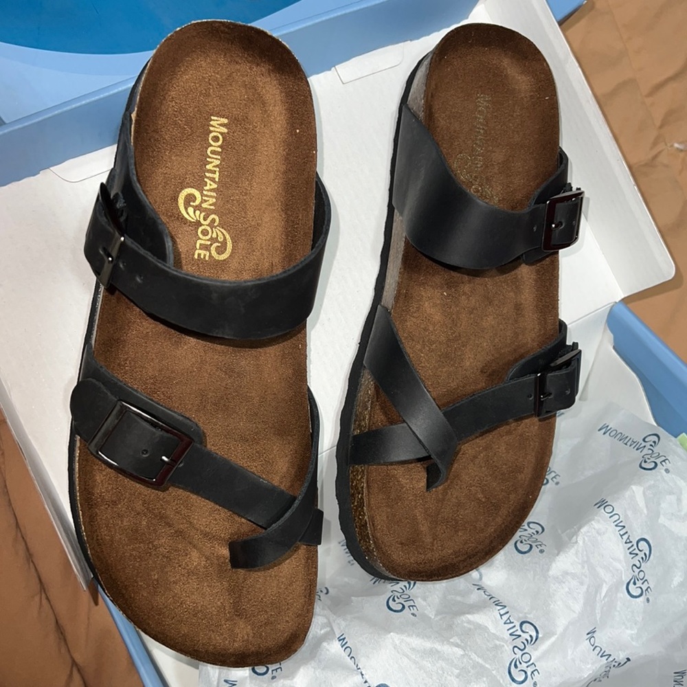 New Mountain Sole black leather Sandals